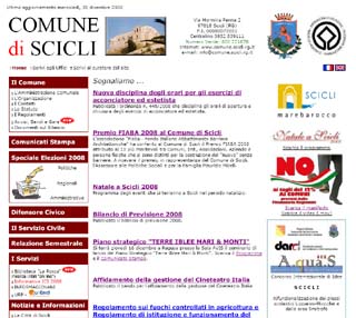 Dicembre 2008: l'ultima home page del vecchio sito